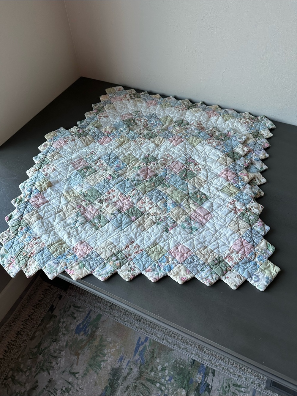Vintage JCPenney Pastel Floral Quilted Pillow Shams Cover Cotton Size 21”X27”